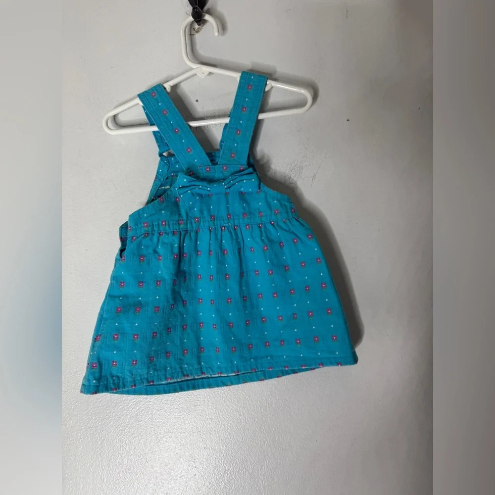 vintage oshkosh Overall Dress‎ 18 Months Blue Floral Print